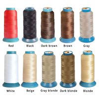 Fil à tisser les cheveux avec aiguilles en C, 1500 yards, force 210D, fil en polyester pour la confection de perruques, kit d'extensions capillaires