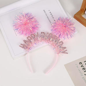 Diadema <span class=keywords><strong>de</strong></span> <span class=keywords><strong>Pelo</strong></span> con Bola <span class=keywords><strong>de</strong></span> <span class=keywords><strong>Pelo</strong></span> <span class=keywords><strong>de</strong></span> Seda Colorida Estilo Europeo y Americano para Niños, Accesorios para el Cabello para Fiestas <span class=keywords><strong>de</strong></span> Cumpleaños - Product Image 3