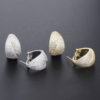 U.S.A Bijoux Dames Mode Boucles D'oreilles De Luxe Feuille 18k Plaqué Or Cz Micro Pavé Plein Diamant Zircon Femmes 925 Boucle D'oreille En Argent