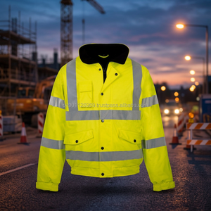 Hi Vis Safety Jacket with Reflective Tape 100% Polyester Windproof & Breathable Workwear for Men - Product Image 2