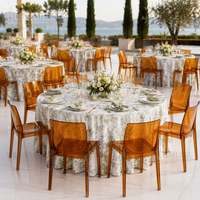Chaise de salle à manger haut de gamme en PC transparent ambre pour événements de mariage, banquets, locations, mobilier d'hôtel, fournisseur en gros, OEM, ODM