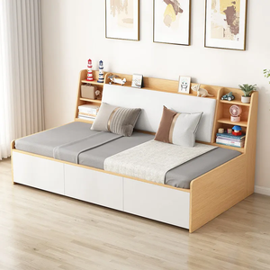Cadre de lit tatami sur mesure en bois massif avec tiroirs coulissants, design moderne, taille double pour une chambre à coucher gain de place - Product Image 1