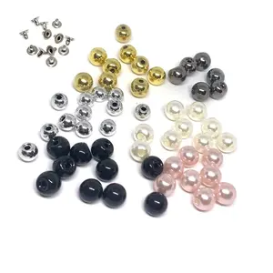 Factory High Quality custom Pearls Rivets Studs for Leather Bag Shoes Clothes Decoration Single hole ABS pearl accessory