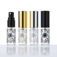 Flacon de parfum en verre transparent SUMEEAR 5 ml, design plat portable, motifs de feuilles, vaporisateur rechargeable, échantillons de parfum, flacons à roseaux