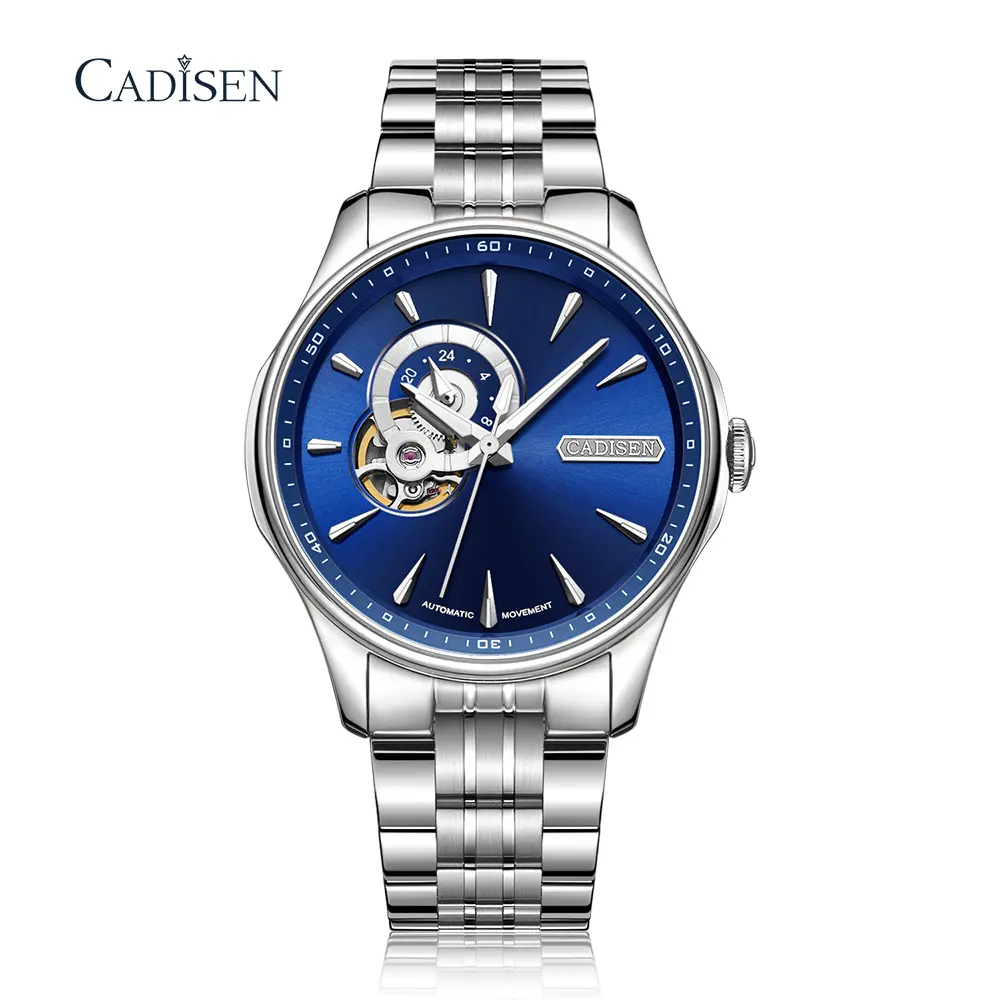 CADISEN8168新しいスチールストラップトップブランドの高級自動時計50メートル防水スポーツメンズ腕時計