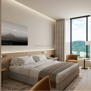 Modern Panel Hotel <b>Queen</b> King Bed Sets Complete Guest Bedroom Apartment Furniture <b>Bedding</b> Lounge Chair Side Table Durable - Product Image 1