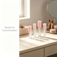 Boîte d'emballage personnalisée pour tube de gloss à lèvres, blanc, rose, or rose, conteneur vide pour gloss à lèvres, grand pinceau, impression