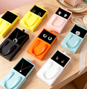 Cajas de Embalaje de Joyería de Lujo Personalizadas en Rosa, Negro y Blanco, Rectangulares, con Cajones Deslizantes, de Papel, con Terciopelo, para Guardar Collares - Product Image 5