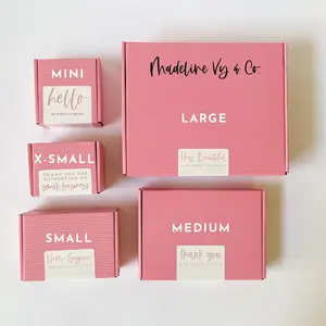 Exo kemasan kosmetik kecantikan kertas Kraft bergelombang merah muda logo merek pribadi kustom ramah Exo kotak hadiah pengiriman