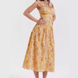 Vestidos Midi Casuales y Sexys de Alta Calidad para Mujer, Color Sólido, Estampado Floral, Venta al Por Mayor, Personalizados OEM ODM, Cintura Natural, para Otoño - Product Image 5