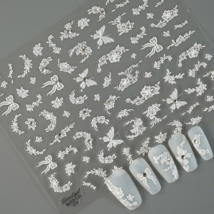 Fournitures pour ongles Autocollants pour ongles en fleurs colorées 3D/5D français personnalisés en plastique PET Embossés adhésifs DIY Vernis à ongles <span class=keywords><strong>Manucure</strong></span> - Product Image 3