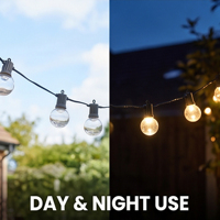 Guirlandes lumineuses d'extérieur 22,97 pieds G40 LED à brancher, 10 ampoules LED en plastique Edison, étanches IP65, à intensité variable, pour jardin, véranda