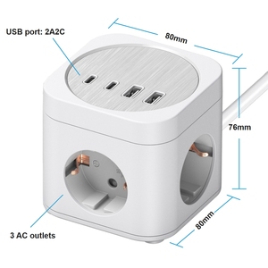 Cube ổ cắm 3 Cửa Hàng Điện mở rộng ổ cắm với Cổng USB Hiện Đại Pháp/Đức/Hàn Quốc phong cách pd20w với KC CE chứng nhận - Product Image 6