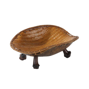 Bamboo Woven Tortoise Shell Fruit Basket Irregular Shape Standing Type For Living Room <b>Storage</b> <b>Tray</b> New Chinese Style - Product Image 5