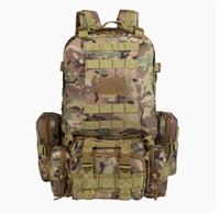 Sac à dos tactique avec fermeture à glissière grande capacité et quatre compartiments doublure en polyester poches latérales en maille pour équipement
