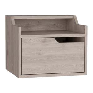 Modern <b>Floating</b> Nightstand Single <b>Drawer</b> Light Wood Two Tier Top Shelf Storage End Table Side Table - Product Image 2