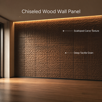Panneau mural en bois massif moderne en placage de chêne fumé naturel, panneau acoustique rainuré en bois