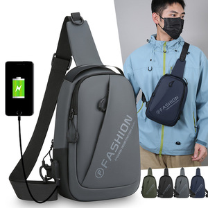 Fashion Chest <b>Bag</b> Nylon With USB Charging Port For Men Outdoor Travel Crossbody <b>Bag</b> Lightweight Durable Solid Color - Product Image 3