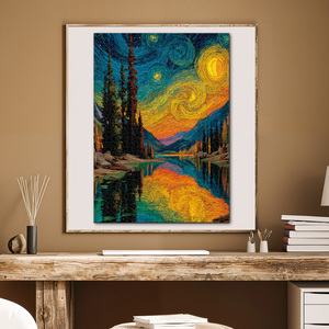 Rompecabezas de 1000 piezas con diseño de bosque estrellado, rompecabezas artístico para adultos, juguete educativo, caja de cartón, impresión a todo color, acabado mate - Product Image 3