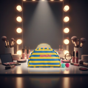 Sac de Maquillage Portable à Fermeture Éclair Brodé Rayé Personnalisé Écologique en Gros pour Filles - Grande Vente - Product Image 4
