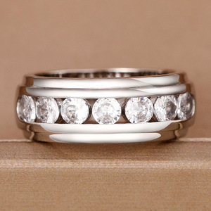 Anello da uomo minimalista per matrimonio, stile hip-hop di lusso, con pietra scintillante, elegante e alla moda. - Product Image 2