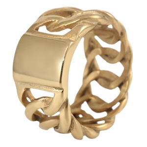 Yunnique Anillo de cadena hueca dorada para hombre, diseño geométrico, estilo punk, joyería de moda, regalo - Product Image 5
