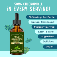 Complément alimentaire pour le bien-être général, gouttes liquides de chlorophylle à 50 mg, saveur menthe poivrée, 100 % végétalien, naturel, marque privée OEM