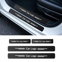 Protecteurs de seuil de porte en fibre de carbone avec logo personnalisé pour Dodge pour Ram décalcomanies en vinyle anti-rayures avec autocollants de voiture en texture de cuir