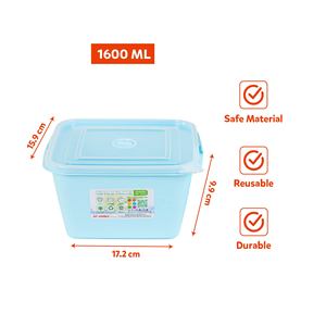 Contenedor Cuadrado de Plástico PP de 1600 ml, Ecológico, Diseño Moderno, para Almacenamiento de Alimentos, con Tapa Hermética, Reutilizable, Duradero, Organizador de Cocina - Product Image 6