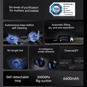 เครื่องดูดฝุ่นหุ่นยนต์ Dreame X50 Pro แรงดูดสูง 25000Pa ข้ามสิ่งกีดขวางได้ 8 ซม. พร้อมระบบทำความสะอาดอัตโนมัติ ระบบจ่ายน้ำอัตโนมัติ - Product Image 3