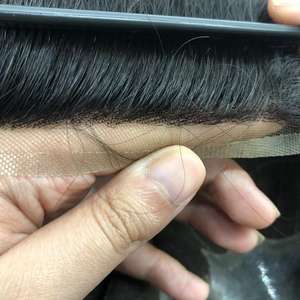 AU – perruque pour hommes avec système de remplacement d'air, perruque pour <span class=keywords><strong>les</strong></span> hommes 8X10 Q6 Base Lace Frontal toupet cheveux humains pour hommes - Product Image 6