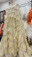 Tissu en dentelle 3D à sequins, broderie florale brillante sur tulle doux, idéal pour robe de mariée, robe de soirée, couture fine qui maintient les sequins en place