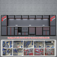 Station de travail de garage entièrement équipée, kit d'outils 526+240 pièces avec armoires, crochets et éclairage LED
