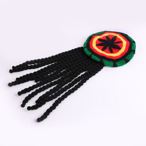 Gorra de disfraz de reggae jamaicano Rasta con peluca de rastas estilo Bob Marley, color personalizado, poliéster, sombrero de bruja de Halloween - Product Image 2