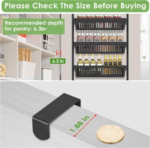 <b>Kitchen</b> Wall <b>Storage</b> Shelf Bathroom Accessories Cabinet Rack Over the Door Pantry Organizer with 6 Baskets - Product Image 2