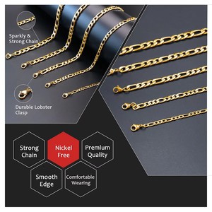 Chaîne <span class=keywords><strong>gourmette</strong></span> cubaine en acier inoxydable 316L plaqué or PVD 18K, 5 largeurs, avec fermoir mousqueton, bijoux <span class=keywords><strong>pour</strong></span> hommes et femmes, vente en gros, personnalisable OEM - Product Image 3