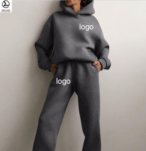 Unisex personalizzabile abbigliamento sportivo caldo tinta unita <span class=keywords><strong>felpa</strong></span> <span class=keywords><strong>in</strong></span> pile da <span class=keywords><strong>donna</strong></span> sport Yoga pantaloni con cappuccio due pezzi abito - Product Image 6