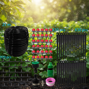 <span class=keywords><strong>Kit</strong></span> d'irrigation <span class=keywords><strong>goutte</strong></span> <span class=keywords><strong>à</strong></span> <span class=keywords><strong>goutte</strong></span> en plastique de 50 m avec minuterie et goutteurs réglables pour l'irrigation des serres et jardins en printemps - Product Image 2