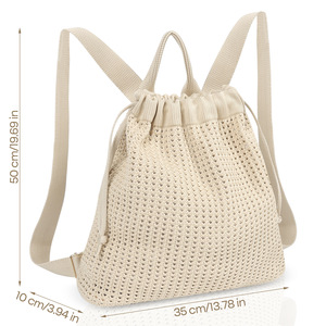 New Hollowed-out Woven Bags Durable Zipper Closure Casual Tote Lightweight Eco-Friendly Beach Shoulder Tote Crossbody <b>Backpack</b> - Product Image 5