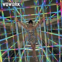 WOWORK Grande toile de fond photo murale pour photomaton avec papier miroir et ballons, facile à assembler pour la décoration d'événements et de fêtes
