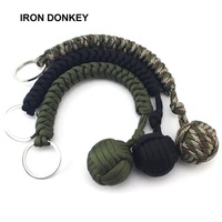 IRONDONKEY tactique défensive survie Camping porte-clés Polyester singe poing avec boule en acier pour l'auto-défense