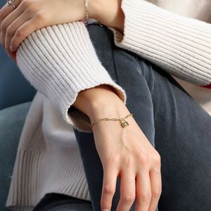 2024 Trendy Brass Zircon <b>Charm</b> Lock Bracelet Unisex Anniversary Occasion 14K Gold Plated Finish Durable Metal Construction - Product Image 3