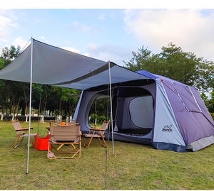 Grande tente Oxford double couche quatre saisons, imperméable, épaissie, deux chambres, un salon, pour 6-8 personnes, camping - Product Image 1