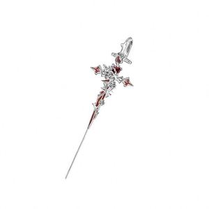 Fashion Dark Gothic Punk Rose Cross Thorn <b>Stud</b> <b>Earrings</b> Alloy Women's <b>Crystal</b> Rhinestone - Product Image 3