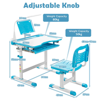 Ensemble table et chaise d'étude réglable en hauteur pour enfants, design économique