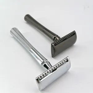 Бренд на заказ, двойная лезвия, металлическая ручка, хромированная Безопасная бритва для мужчин