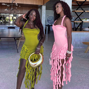 Venta caliente Ropa de mujer Nuevo producto Sexy Halter Girl Vestidos Sin espalda Vestido irregular al por mayor - Product Image 4