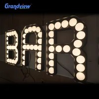 Lettres lumineuses LED avec cadre en acier inoxydable, style rustique vintage, pour événements, fêtes, devantures de magasins, décoration vintage