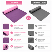 Tapis de yoga TPE, fabricant de tapis de yoga, tapis d'exercice bicolore antidérapant 6 mm pour logo personnalisé, marque de fitness, approvisionnement en gros 183*61 cm