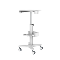 Chariot médical professionnel moderne en alliage d'aluminium pour équipement d'hôpital et de clinique, chariot mobile pour échographe avec deux supports pour sondes